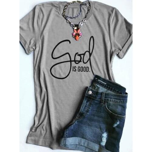GOD is good t-shirt slogan Christian 90s fashion girl female tops cotton summer grunge tumblr tees aesthetic Jesus t shirt-J710