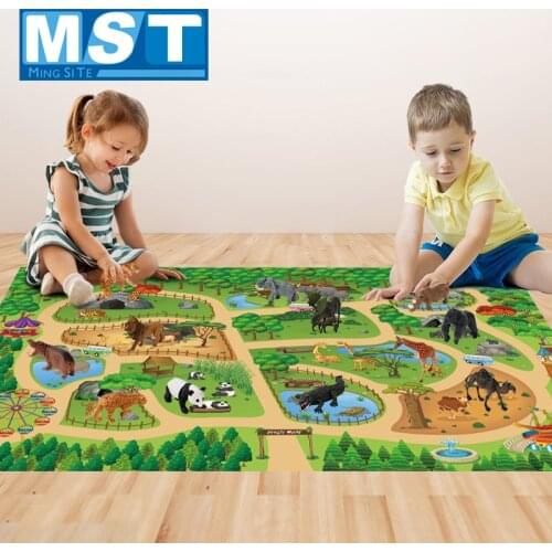 142*96CM Play Mat Cartoon Animals Model Set Educational Development Toys Mat For Boys And Girls Gifts