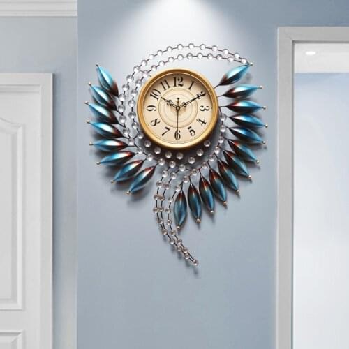 European-Style Personality Feather Art Wall Clock Living Room Home Clock Creative Fashion Mute Decorative Clock