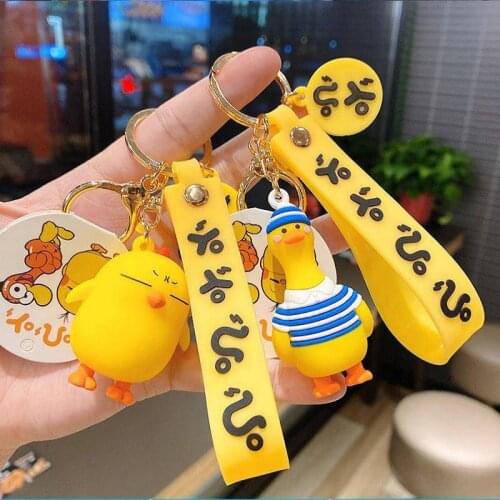 K20056 Kawiia 2021 Swimming Circle Chicken Sailor Duckling Cute Pvc Cartoon Couple Gift Key Chain Bag Pendant Gift For Women
