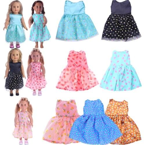 Doll Clothes Dress Printed With Flowers Or Stars For 18 Inch&43 Cm Dolls&New Born Baby Generation Girls Birthday Gifts