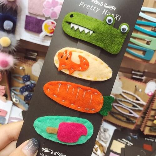 Cartoon Sweet Girl Carrot Rabbit Crocodile Fox Hair Clips Animal Pattern Hairpins New Children Hair Accessories