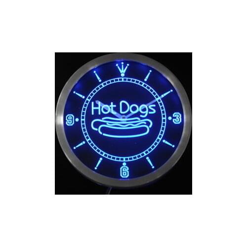 Nc0331 Hot Dogs Fast Food Shop Neon Light Signs LED Wall Clock