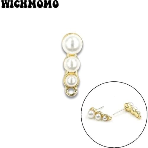 New 16mm 6 Pieces High Quality Zinc Alloy Inlay Acrylic Pearl Peas Earring Base Connectors for DIY Earring Jewelry Accessories