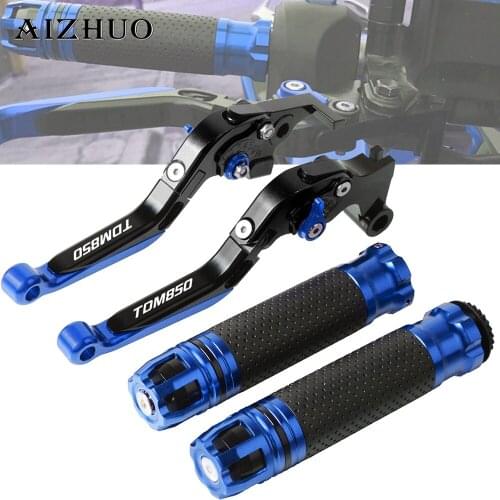 Motorcycle Brake Clutch Lever Extendable+Handle Grips Handlebar For YAMAHA TDM 850 TDM850 1991-2002 2001 2000 1999 1998 1997