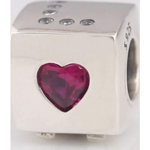 Authentic S925 Bead DIY Jewelry Love Dice Charms fit Lady Bracelet Bangle