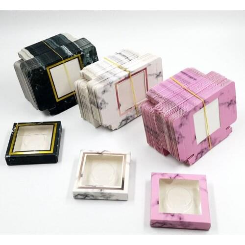 Eyelash Packaging Wholesale 10-200 Pcs 25mm Mink Lashes Case Marble Eyelashes Package Custom Logo Square Lash Boxes Packaging