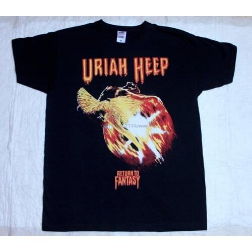 URIAH HEEP RETURN TO FANTASY'75 HARD ROCK DEEP PURPLE NAZARETH BLACK T-SHIRT Sleeve T Shirt Summer Men Tee Tops Clothing