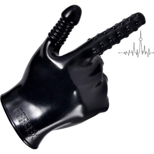 Vibrating Finger Sex Gloves PVC Magic Palm Clitoris Anal Flirting Massage Glove