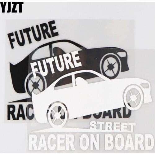 YJZT 14.9×12CM FUTURE STREET RACER ON BOARD Vinyl Decal Personality Car Sticker Black/Silver 4C-0402