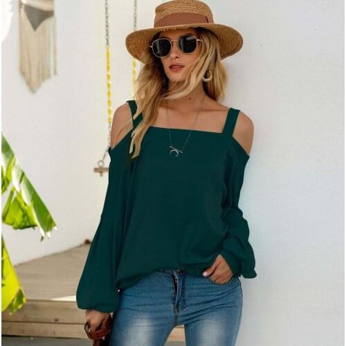 Women Long Sleeve Solid Color Off Shoulder T-Shirt Loose Slouchy Clothes Fashion Casual Sexy Female Tops