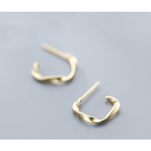 MloveAcc Geometric Earrings 925 Sterling Silver Classic Simple Twisted Line Female Stud Earrings for Women Cheap Earring Jewelry