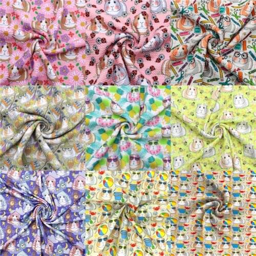 1/2Yard Animal Fruits Print Bullet FabricTextured Liverpool 4 Way Stretch Spandex Knit Fabric For Baby HeadWrap Bummies