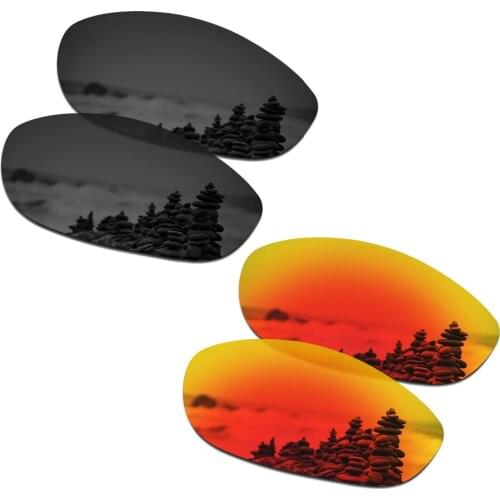 SmartVLT 2 Pairs Polarized Sunglasses Replacement Lenses for Oakley Monster Dog Stealth Black and Fire Red