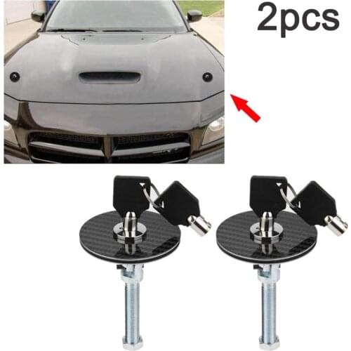 2 Pairs Of Gm Quick Latch Hood Pins, 2.5-inch Diameter Carbon Fiber Hood Lock With Key, For Top Hood Mounting Applications
