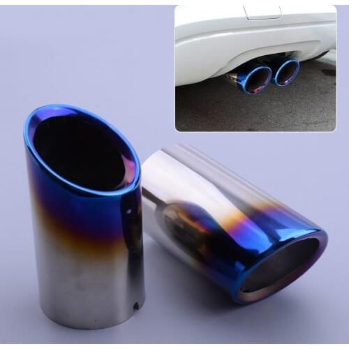 2pcs Grilled Blue Muffler Exhaust Tail Pipe Tip Auto Stainless Steel Fit For BMW 3 Series E90 E92 325i 328i