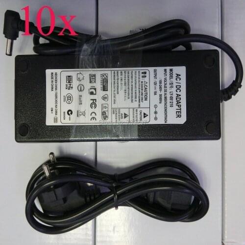 FREE DHL/CDEK, 10pcs/lot 12V 10A 120W power adapter Input 100V~240V Power supply,EU/UK/US/AU standard