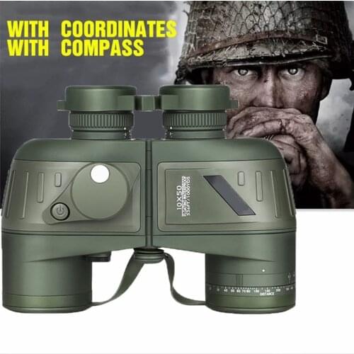 Hunting Binoculars Powerful With Compass 10X50 Telescope Professional Waterproof Low Light Night Vision Zoom HD Outdoor Camping