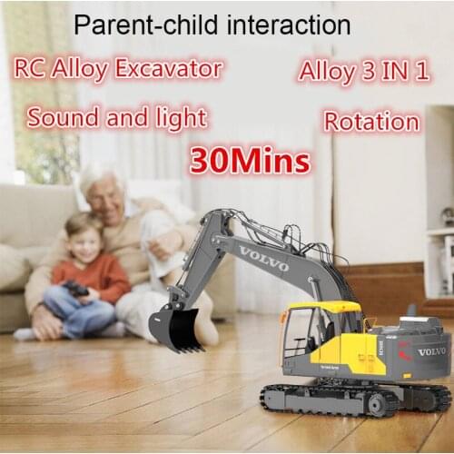 Large 61CM 17CH Alloy Remote Control Excavator Backhoe Truck Model 2.4G 30MINS Sond Light RC Truck 3-Type Engineer Vehicle Moel