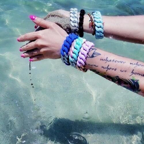 2018 Ins Hot Mix Color Silicone Rubber Chain Bracelets For Women Charms Stainless Steel Chain Elastic Bangles Mujer Pulseras