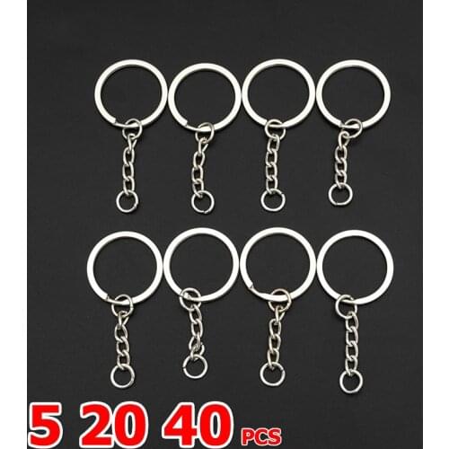 Bulk Wholesale 5 20 40pcs/lot 25mm Polished Keyring Keychain Short Chain Key Rings Women Men DIY Key Chains Jewelry Accessories
