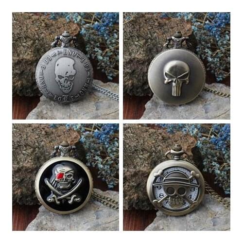 One piece death note Pirates of the Caribbean Bronze antiques steampunk men And woman Necklace pocket watches