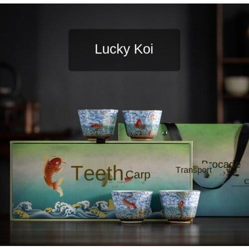 Koi Tea Cup Porcelain Kung Fu Tea Set Single Cup Tea Appreciation Cup Master Cup Set Gift Teacup Bowls Porcelain Teacup Set