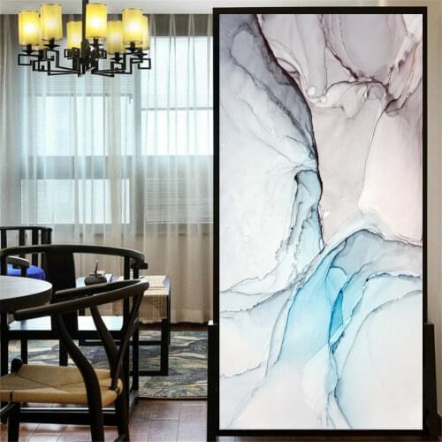Decorative Windows Film Privacy Marble Art Stained Glass Window Stickers No Glue Static Cling Frosted Window Cling Tint 27