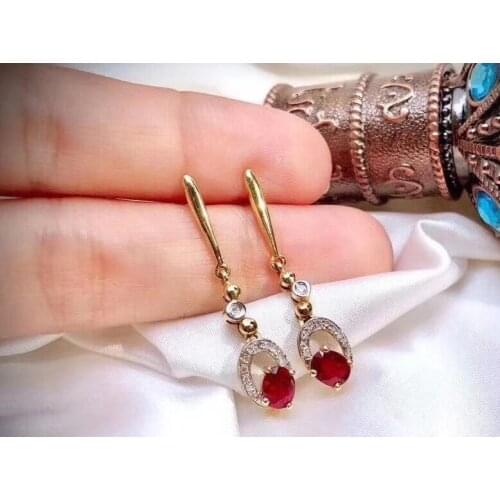Elegant lovely Semicircle moon Natural red ruby drop earrings 925 silver natural gemstone earrings women wedding gift jewelry