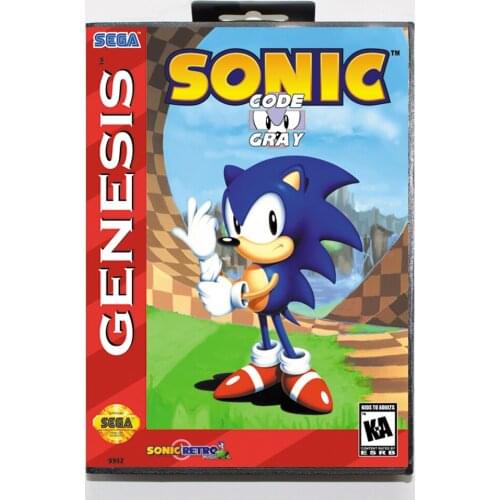 Sonic Code Gray 16bit MD Game Card For Sega Mega Drive/ Genesis with Retail Box
