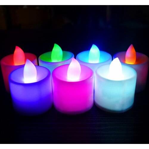 24Pcs/set Creative LED Candle Multicolor Lamp Simulation Color Flame Tea Light Home Wedding Birthday Decor Drop Shipping