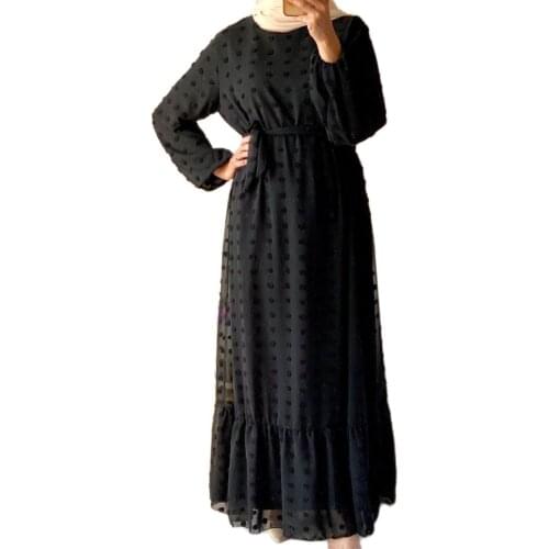 Muslim Fashion Abaya Turkey Moroccan kaftan Womens Dress Small Hair Ball Muslim Large Size Dress Prom Dresses Long Maxi Dress