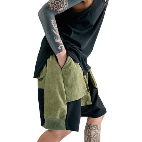 PUPIL TRAVEL PT-2009 Techwear Mens Pacthwork Cargo Shorts Kilt Like Hip Hop Style Punk Fashion