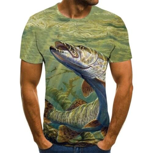 2021 summer new 3D printing tropical fish mens and womens casual T-shirt fashion trend young handsome childrens T-shirt