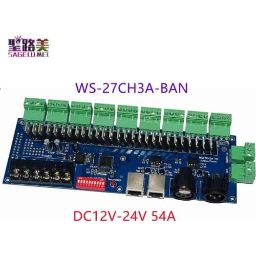 New WS-27CH3A-BAN 27 CH 9 groups led DMX512 decoder Max 54A 27 channel DMX512 XRL RJ45 3P terminal RGB controller