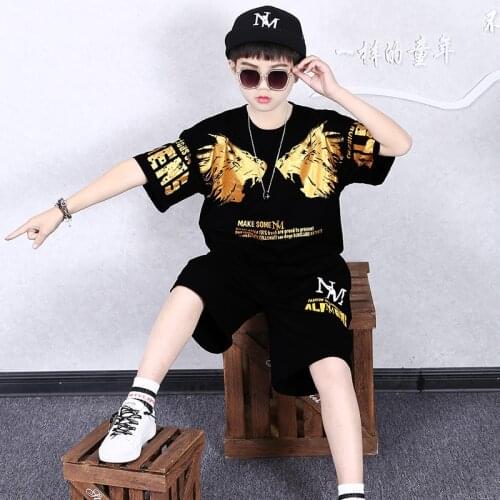4-14 Years Summer Boy Clothing Set 2021 New Fashion Casual Active T-shirt+ Pant Kid Children Boy Teenager Clothing