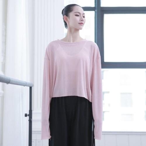 Adult Sexy Loose Latin Ballet Belly Yoga Dance Top Transparent Blouse Shirt Costume Women Dancing Clothes Dancer Wear Clothing