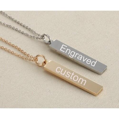Personalized Name Choker Necklace Engrave Letter Bar Pendant Necklaces Custom Jewelry For Woman