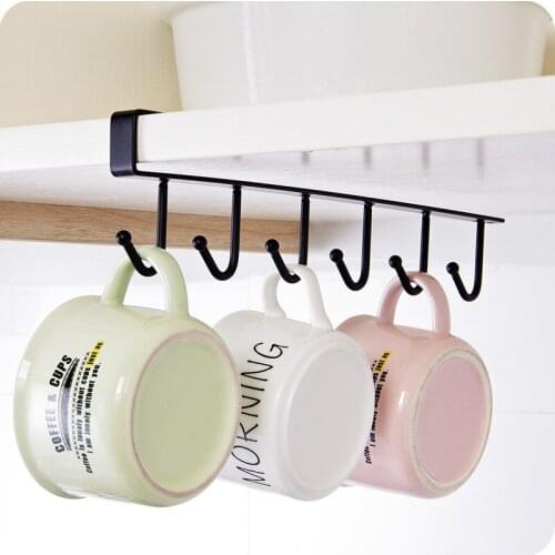 PC 6 hook cup holder iron kitchen storage rack cabinet hook rack cabinet hanger removal bracket