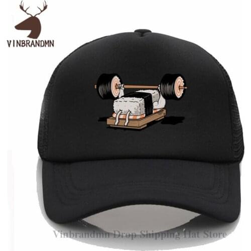 Latest Fashion sun hat Japanese Food Popart Anime Gym Baseball caps men Funny Weight Lifting Sushi Summer Bucket hat for Foodies