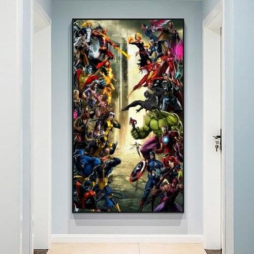 Marvel Avengers Anime Posters Superhero Spiderman Comics Canvas Painting and Prints Wall Art Picture Living Kids Home Room Decor