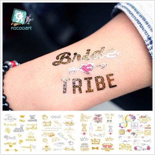 Rocooart Bride Team Bridesmaid Team Temporary Tattoo Bachelorette Party Sticker Decoration Mariage To Be Bridal Party Supplies