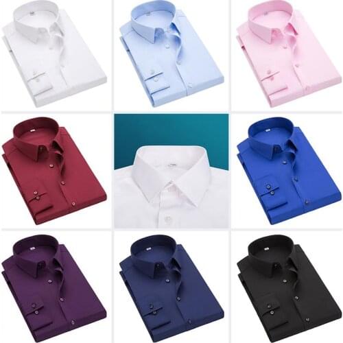 8 Colors L to 5XL Male Leisure Shirts Men Slim Fit Stylish Casual Dress Shirt Mens Formal Long Sleeve Shirts Camisetas Masculina