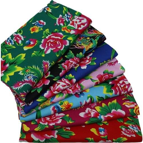 100cm*160cm Pure Cotton Vintage Ethnic Chinese Traditional Big Peony Phoenix Fabrics By The Meter for Apparel Craft Tablecloth