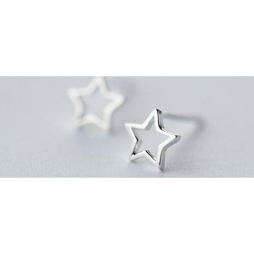 925 Sterling Silver Star Stud Earring for Women Girls Wedding Party Jewelry Pendientes Brincos eh960