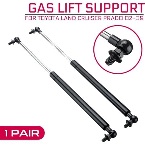2pcs 47.5cm Steel Car Bonnet Hood Gas Struts Support Rod Strut Bars Replace for Toyota Land Cruiser Prado 120 Series 2002-2009
