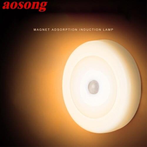 AOSONG LED Night Light 2 Pack Intelligent Human Body Induction household Wireless For Corridor Aisle Wardrobe Bedroom Cabinet