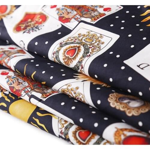 Playing cards printed 100% cotton poplin fabric cloth Brand custom sewing Childrens parent-child dress clothing fabric
