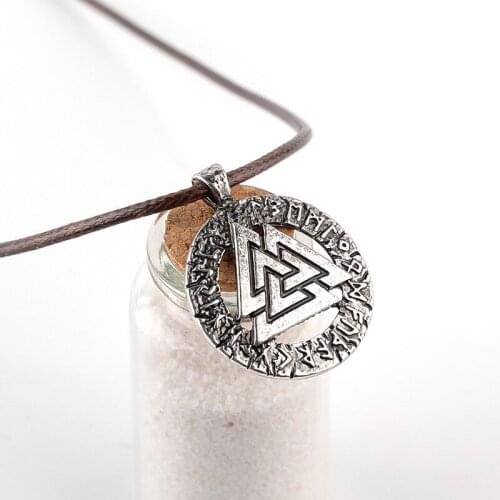 Geometric Mountain shield Viking Vintage Valknut Scandinavian Pendant Necklace Woman Men Girl Gift Wedding blessing Jewelry