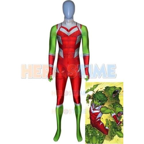 High Quality Beast Boy Cosplay Costume 3D Print Spandex Zentai Bodysuit halloween costumes for Party